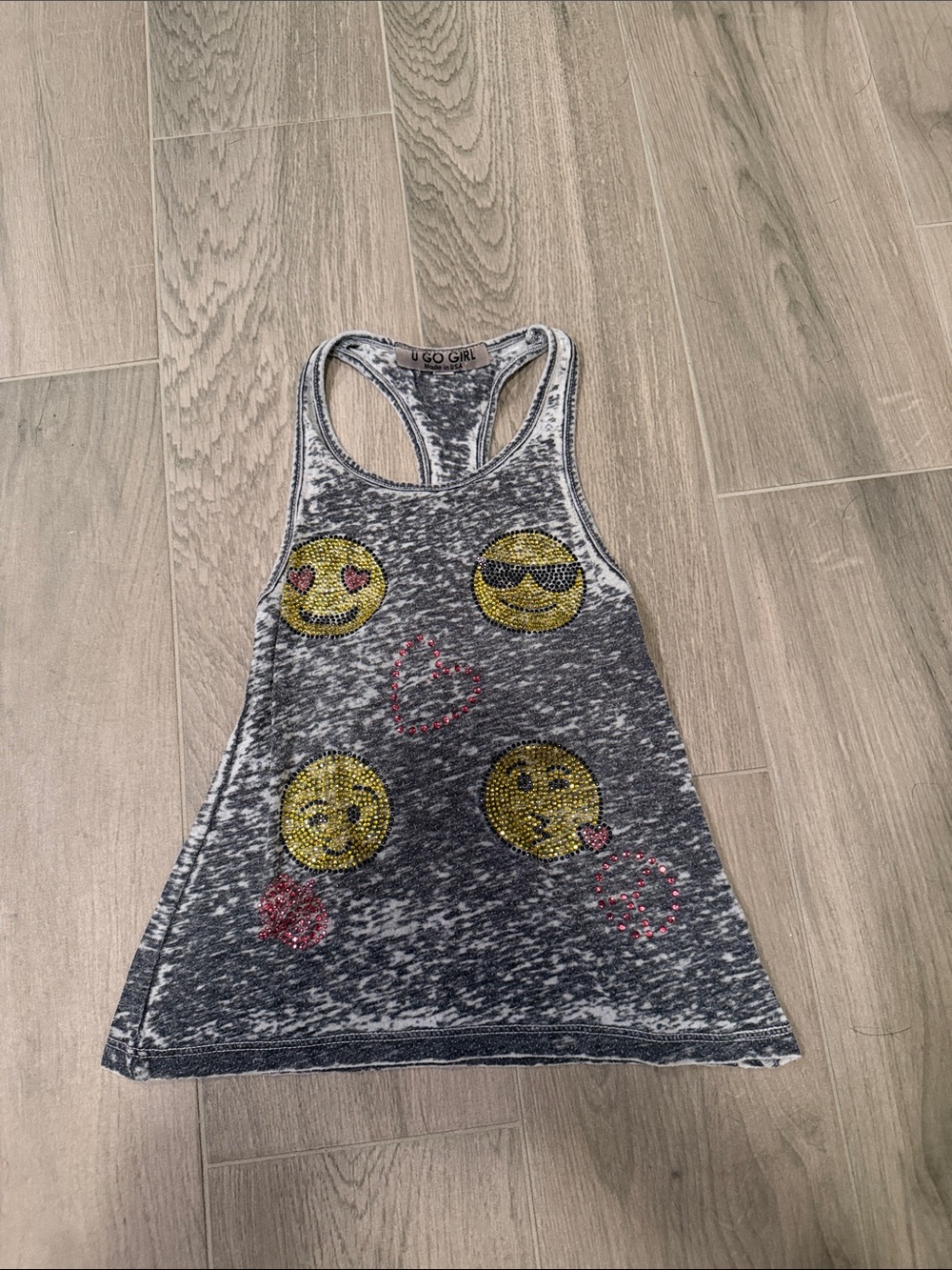 U Go Girl Girls Gray Emojis Racerback Tank Top Size 5